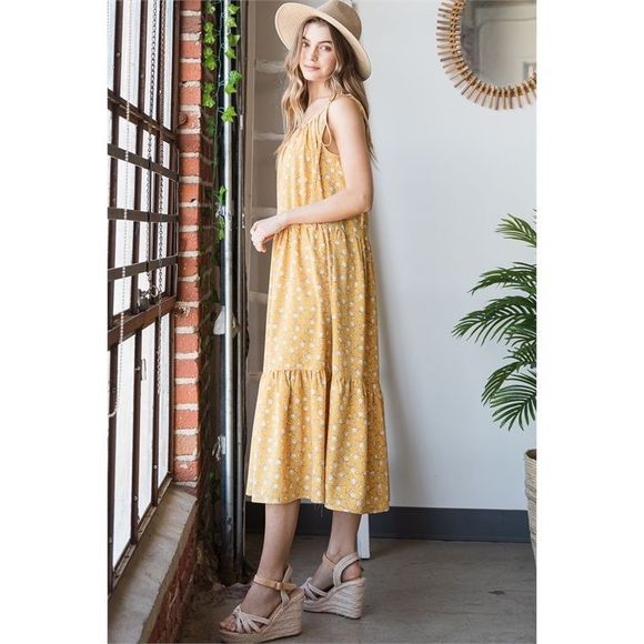 LAST 1️⃣ YELLOW FLORAL SPAGHETTI STRAPS DRESS - Picture 5 of 5